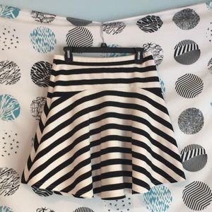 Pixley Black And White Striped Skater Skirt